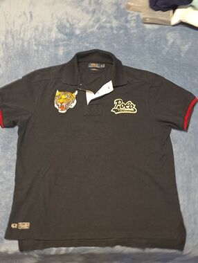 Ralph Lauren Black Polo Shirt with Yellow Logo Detail